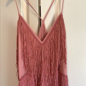 Brand new pink fringe midi dress size small